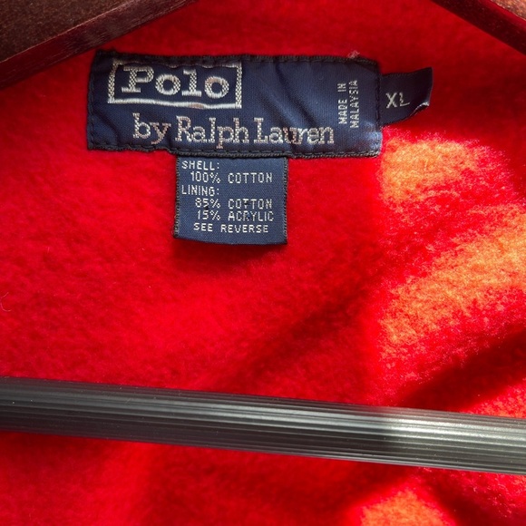 Vintage Polo Ralph Lauren Tartan Jacket Size XL Fleece Lined Red Navy Plaid‎ - Picture 10 of 12